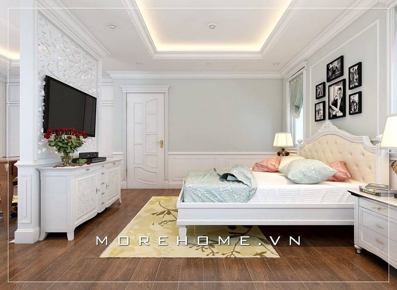 Giường ngủ chung cư cao cấp phong cách tân cổ điển, sang trọng, tiện nghi và chắc chắn